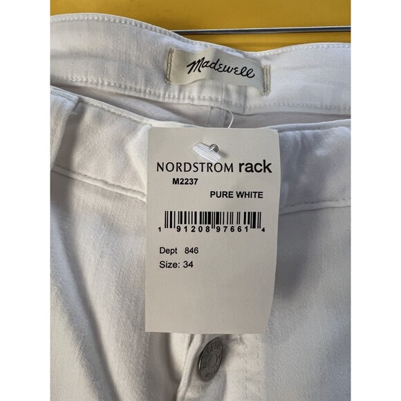 Madewell Taller Mid Rise Skinny Jeans Womens 34 Pure White Denim Button Up NWT - Picture 8 of 10
